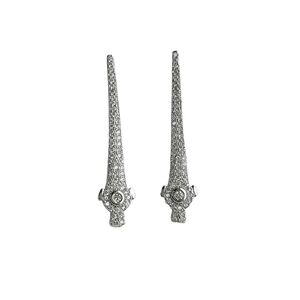 New ART DECO sterling silver cz long  earrings